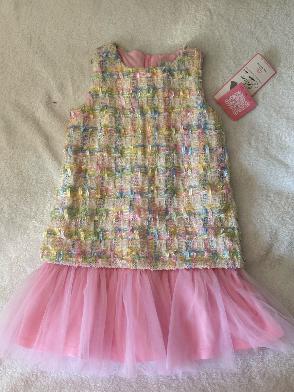 Rare Editions Girls Tweed Tulle Dress Size 6 NWT | Pink Multicolor Party Dress